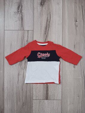 Creeks Baby Boy Colorblock Long Sleeve Graphic T-Shirt Red Black White Size 3M